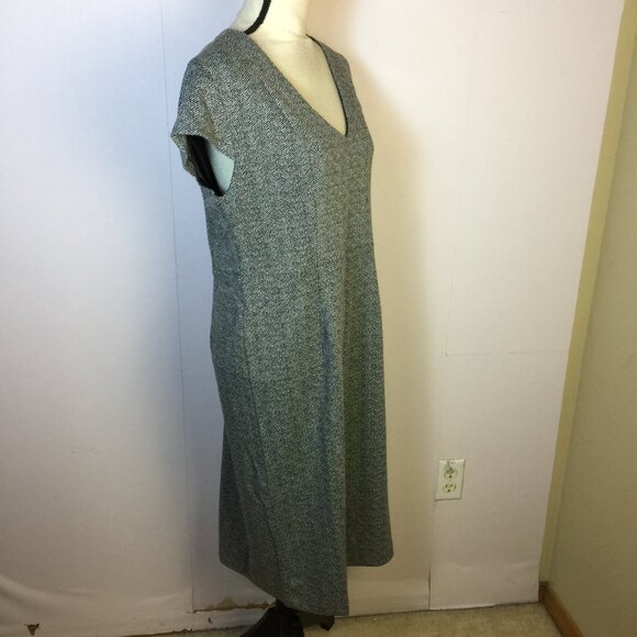 New! Spencer + Shaw Sheath Dress XL Black White Herringbone Knit Cap Sleeve - Picture 2 of 14